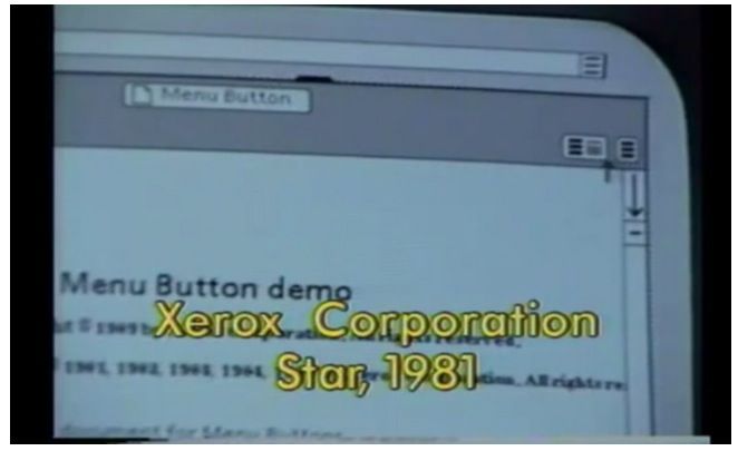 Cursor hovering over Xerox's early hamburger menu in the top right corner