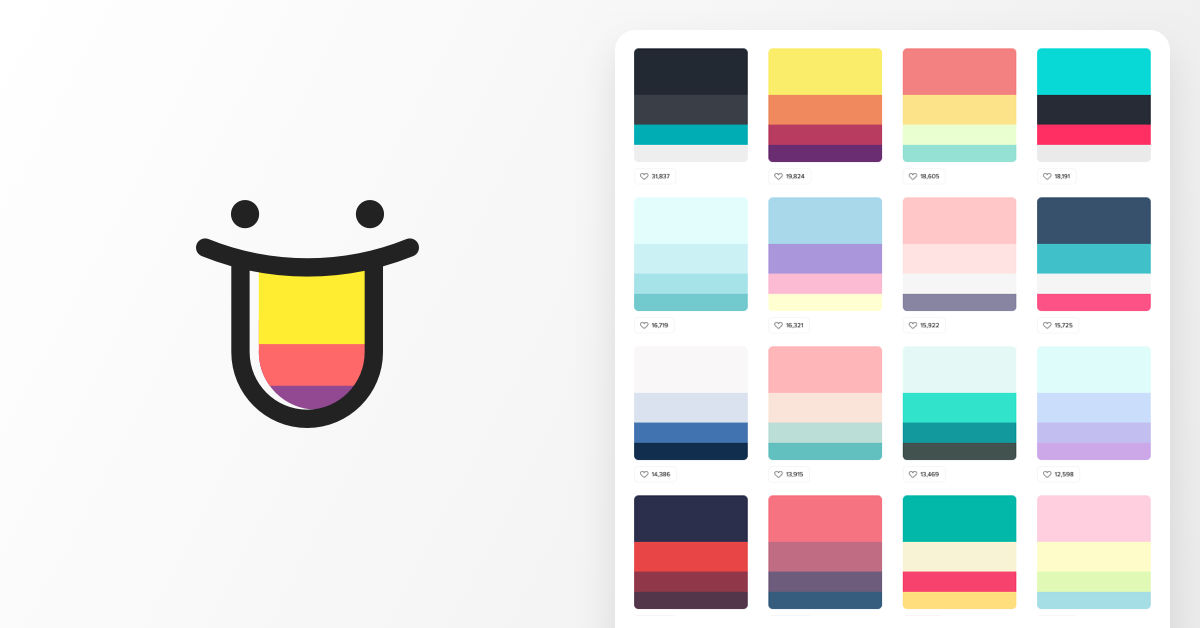 A screenshot of UI color palettes on Color Hunt